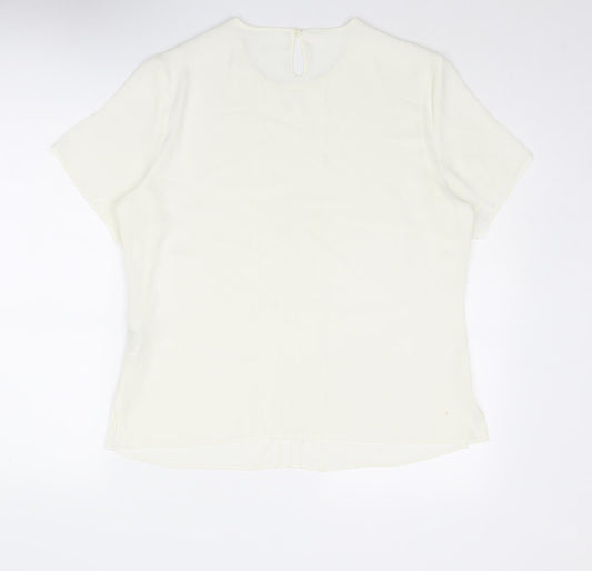 St Michael Womens Ivory Polyester Basic Blouse Size 16 Round Neck