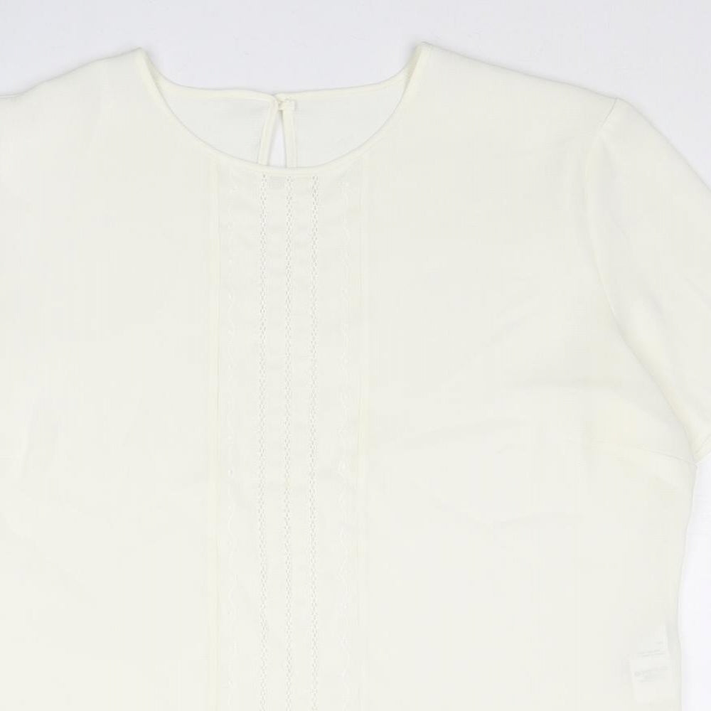 St Michael Womens Ivory Polyester Basic Blouse Size 16 Round Neck
