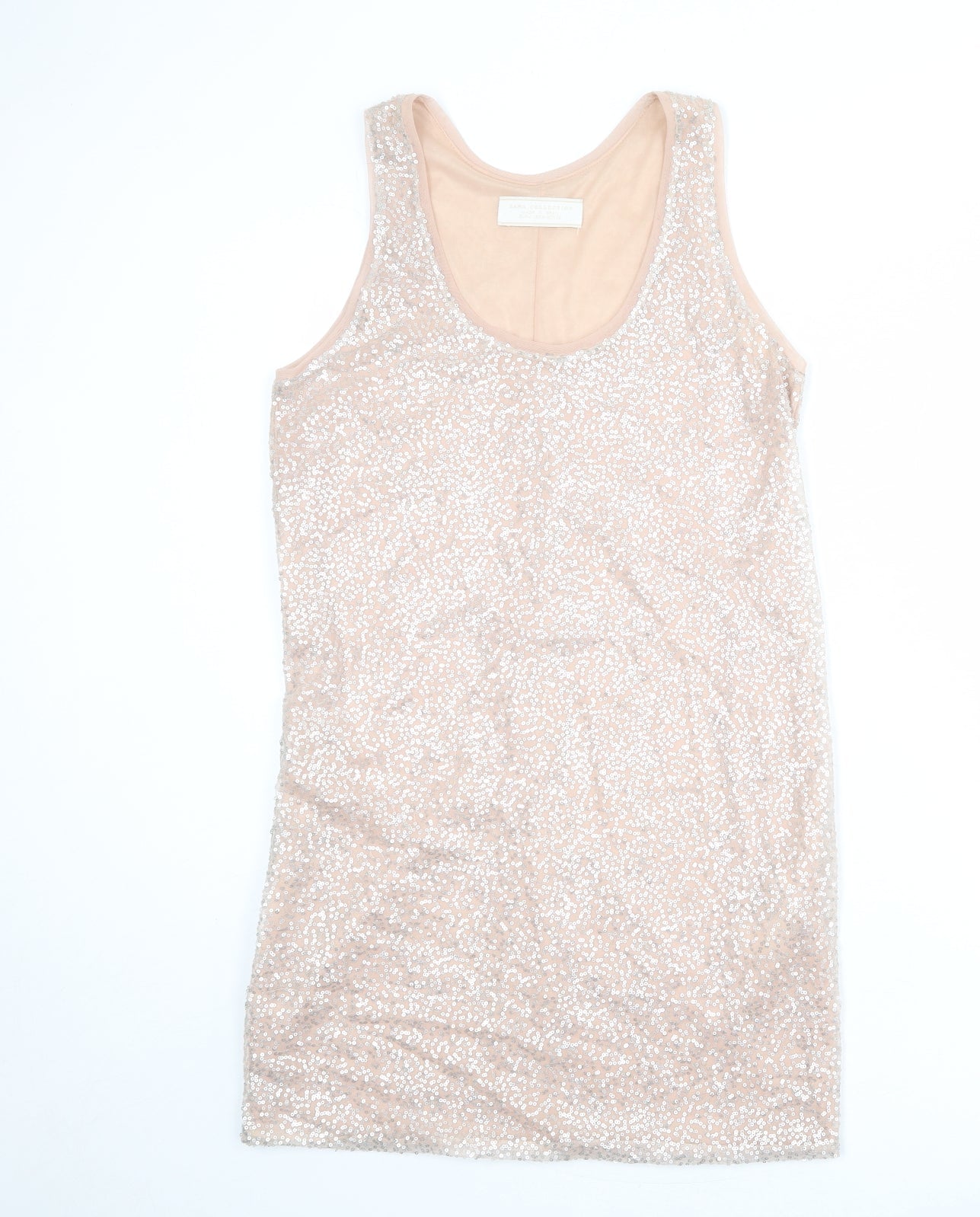 Zara Womens Pink Polyester Tank Dress Size M Round Neck Pullover