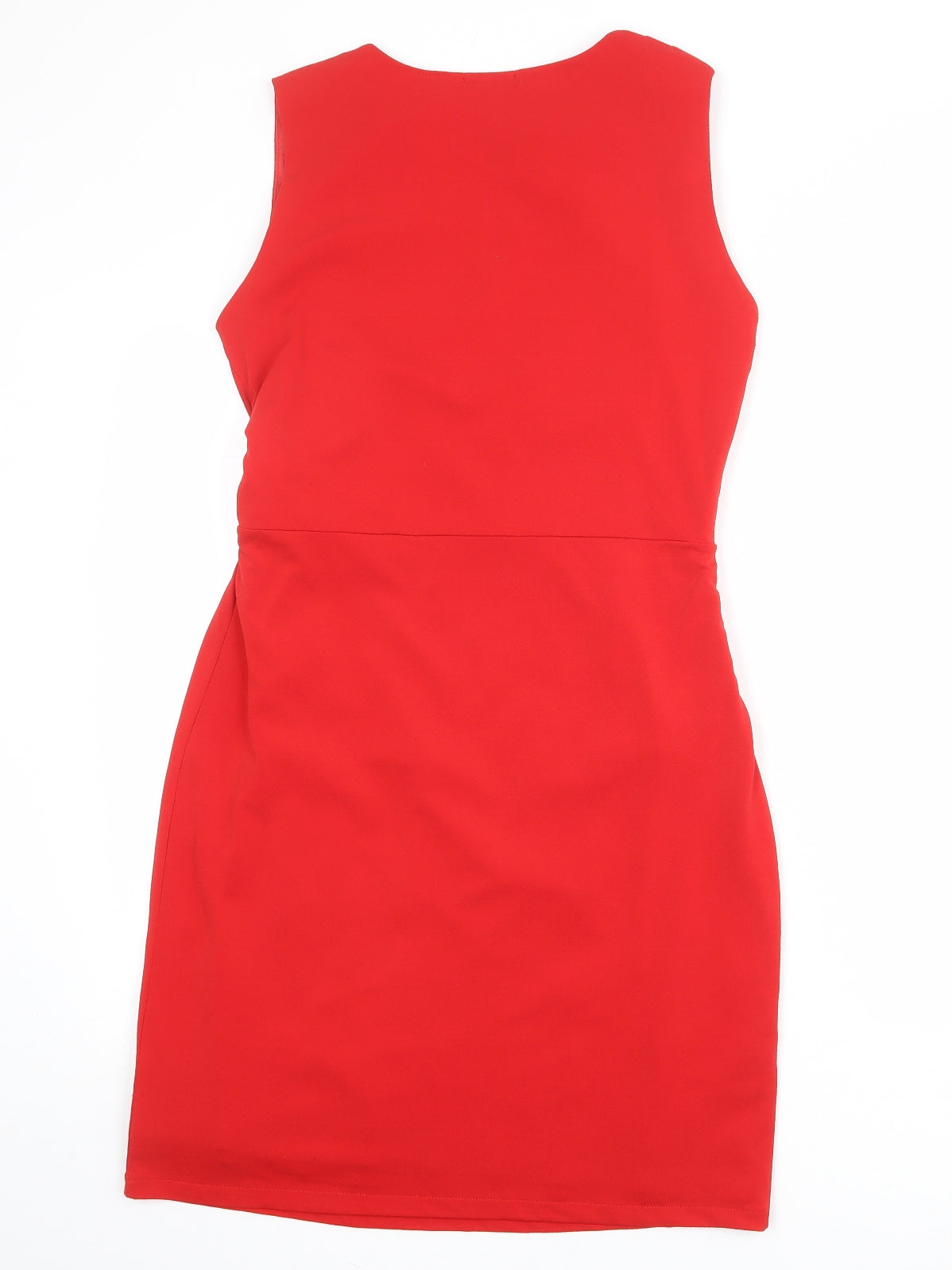 Laura Clement Womens Red Polyester Shift Size 10 Cowl Neck Zip - Front Detail