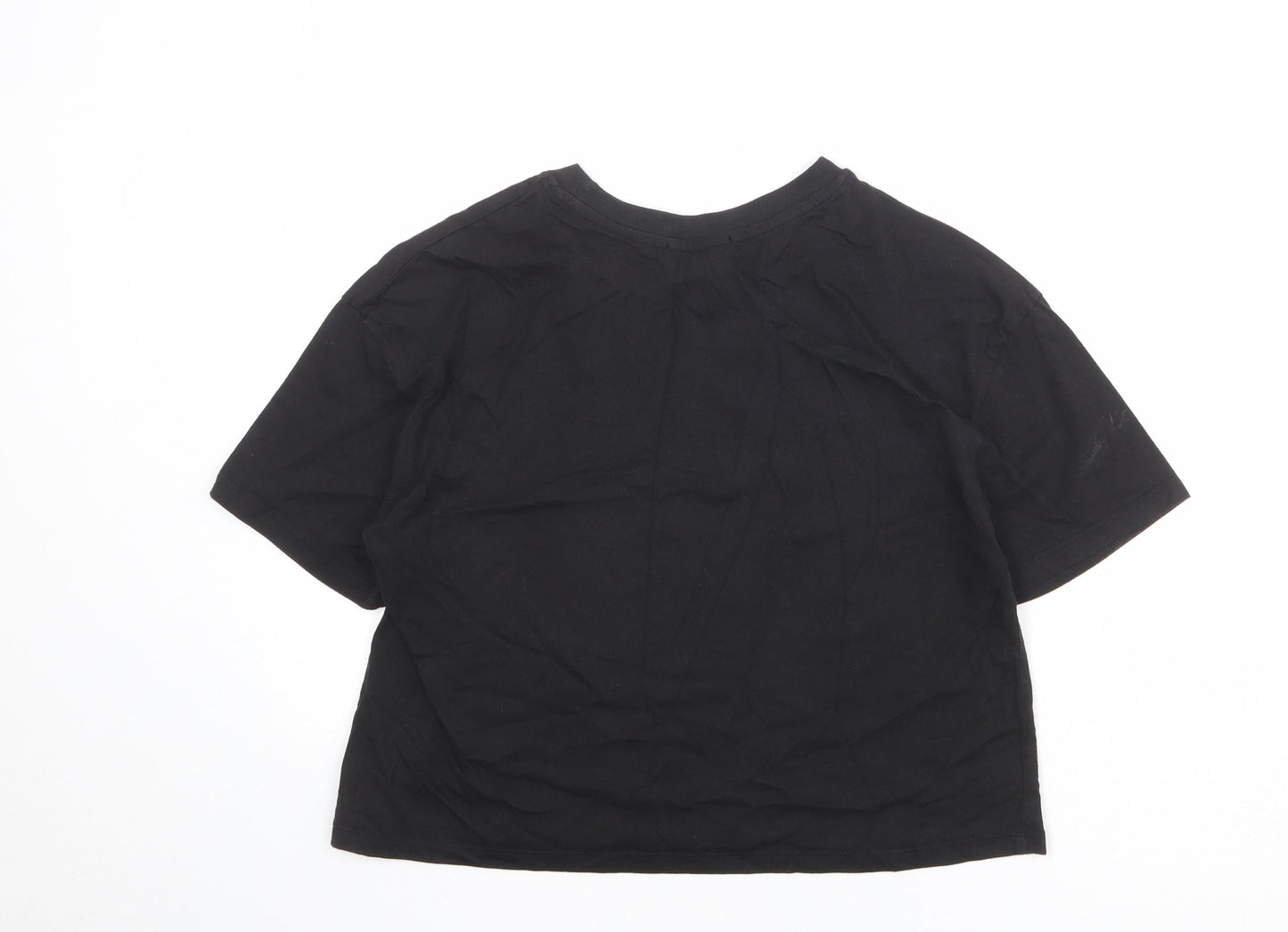 Stradivarius Womens Black 100% Cotton Basic T-Shirt Size M Crew Neck