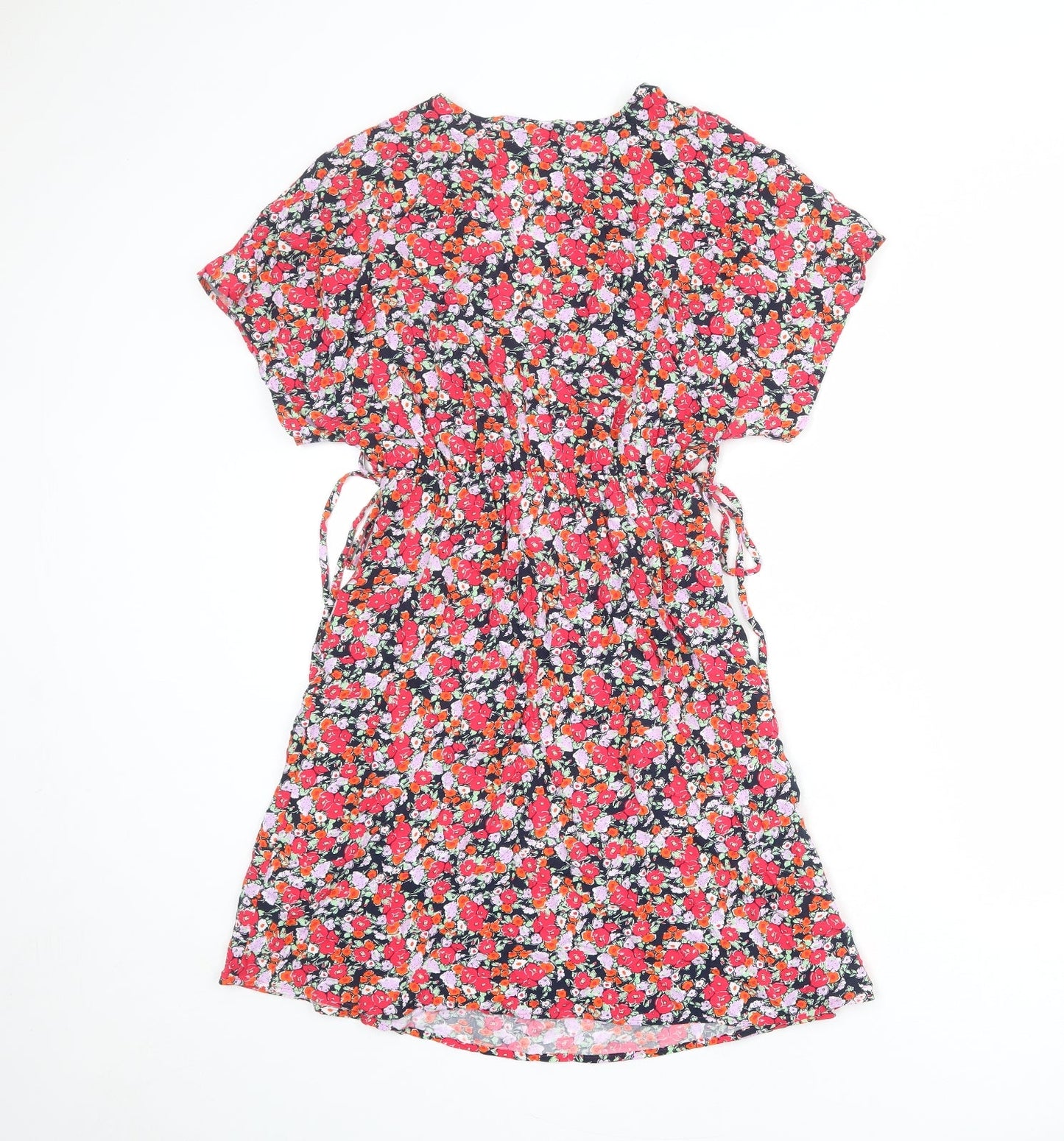 Marks and Spencer Womens Multicoloured Floral Viscose A-Line Size 6 V-Neck Pullover