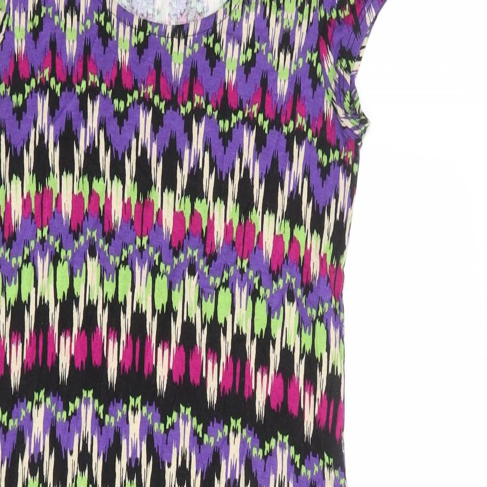 Wallis Womens Multicoloured Geometric Polyester T-Shirt Dress Size S Round Neck Pullover