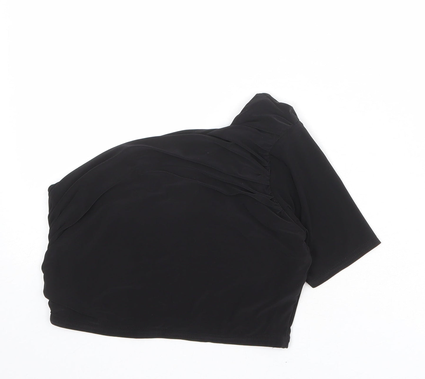 Missguided Womens Black Polyester Cropped Tank Size 12 One Shoulder