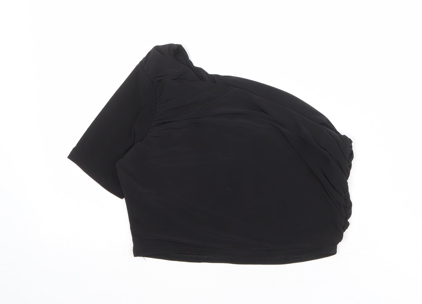 Missguided Womens Black Polyester Cropped Tank Size 12 One Shoulder