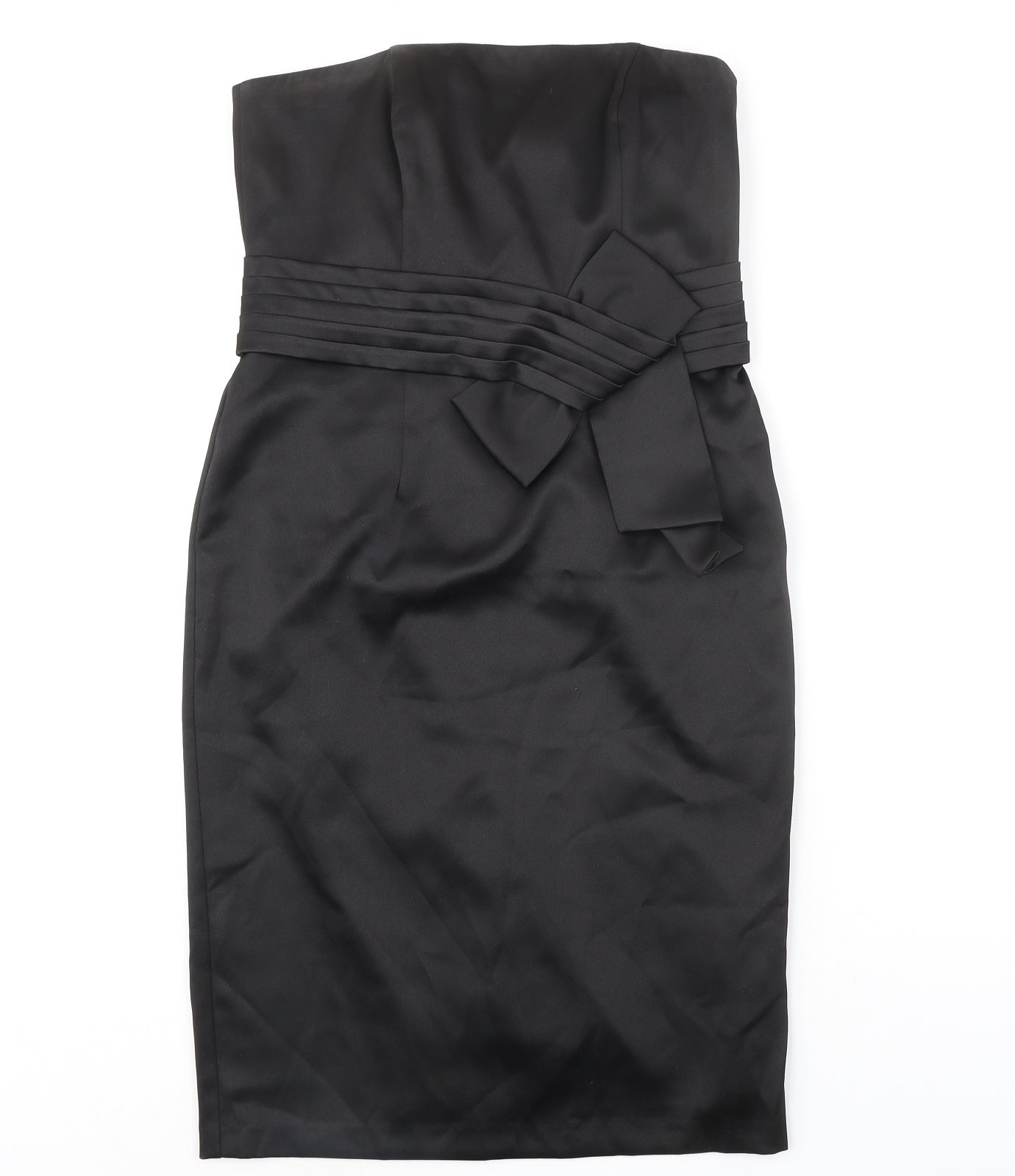M&Co Womens Black Polyester Mini Size 12 Square Neck Zip - Strapless