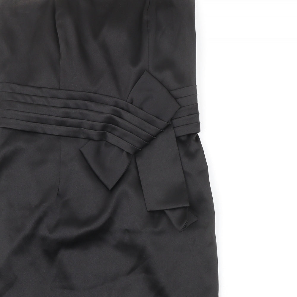 M&Co Womens Black Polyester Mini Size 12 Square Neck Zip - Strapless