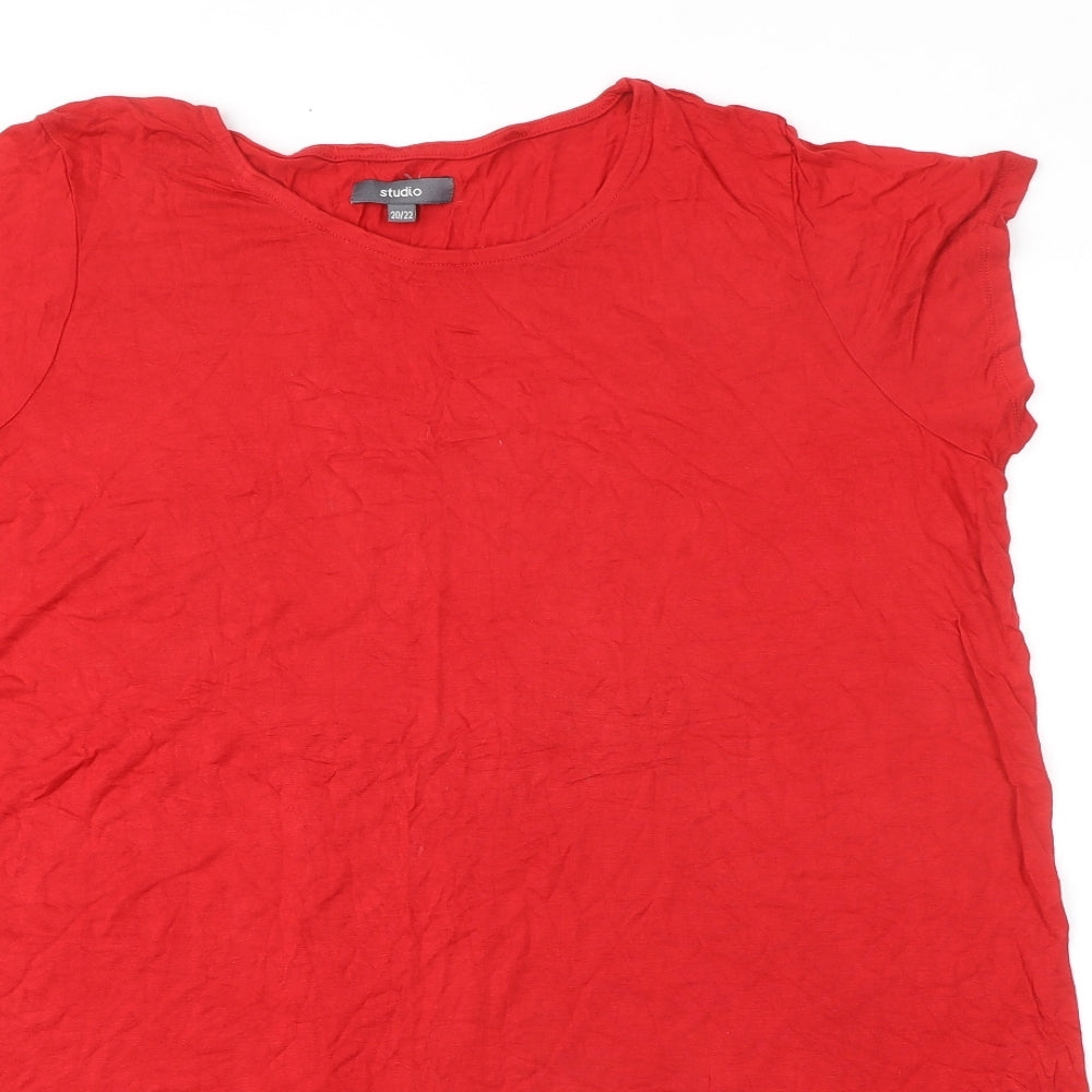 Studio Womens Red Viscose Tunic T-Shirt Size 20 Round Neck - Size 20-22