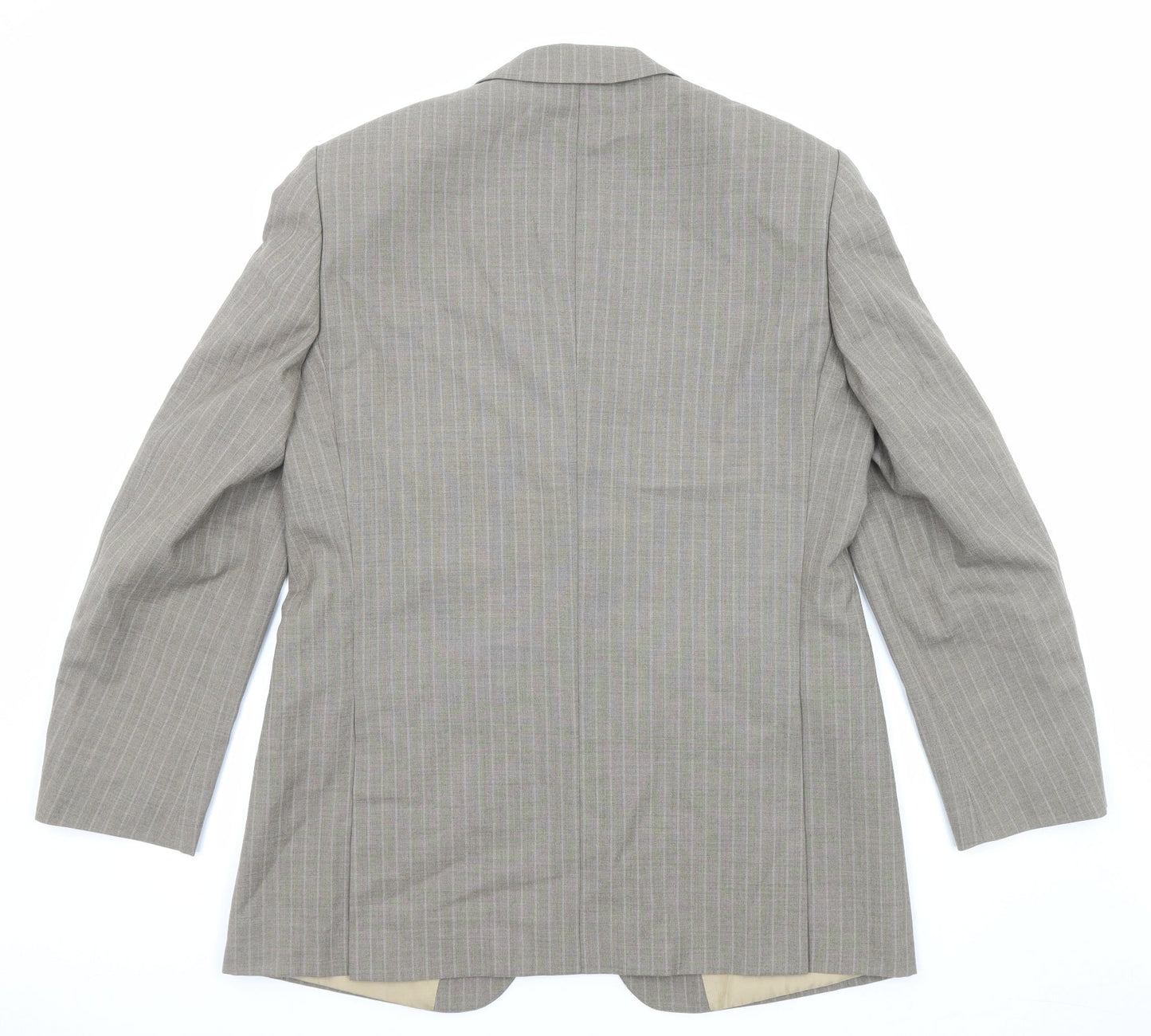 Brook Taverner Mens Beige Striped Polyester Jacket Suit Jacket Size 38 Regular