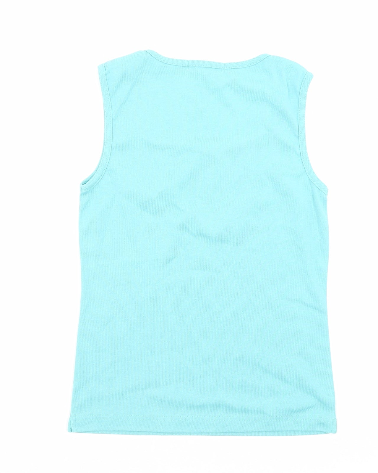 Emreco Womens Blue Cotton Basic Tank Size 12 Scoop Neck
