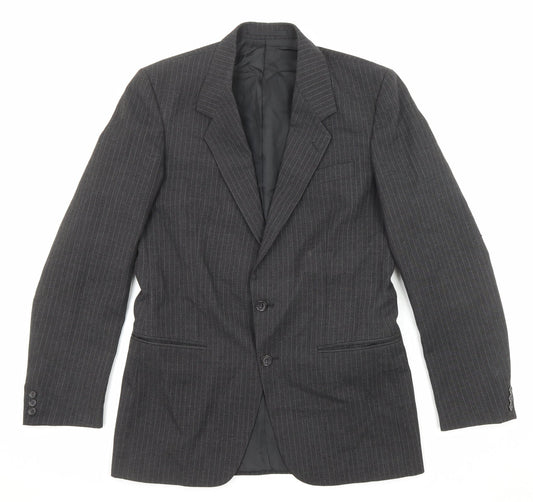 C&A Mens Black Striped Polyester Jacket Suit Jacket Size 40 Regular