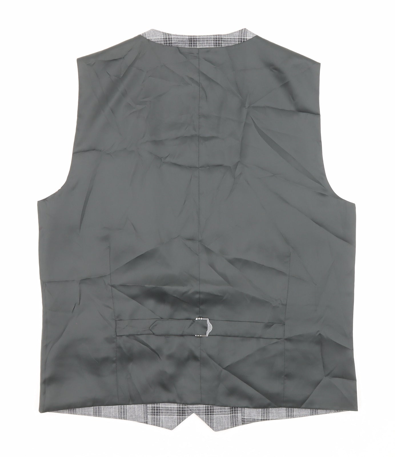 NEXT Mens Grey Plaid Polyester Jacket Suit Waistcoat Size 42 Regular