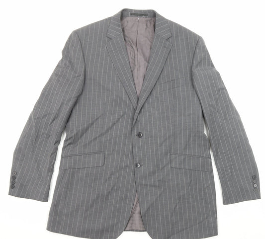 City Survival Mens Grey Striped Polyester Jacket Suit Jacket Size 44 Regular