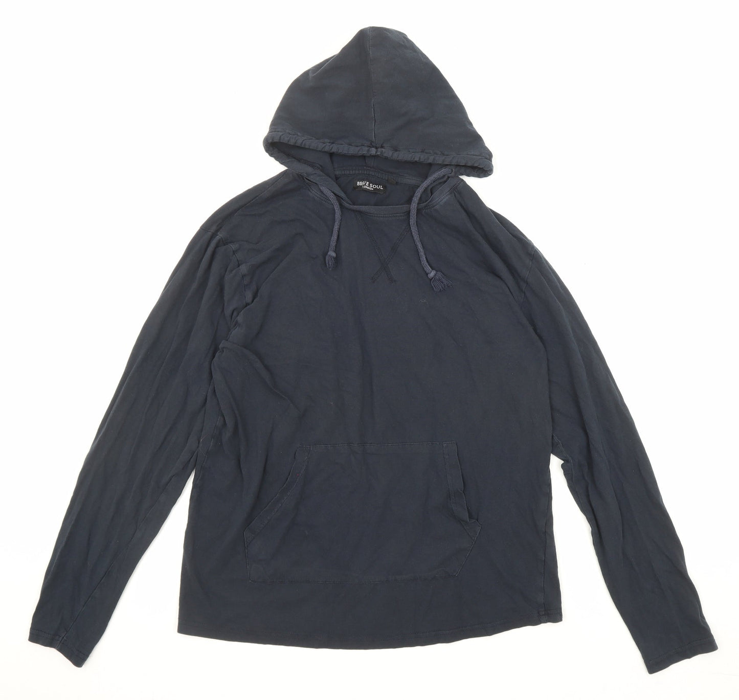 Brave Soul Womens Blue Cotton Pullover Hoodie Size L Pullover
