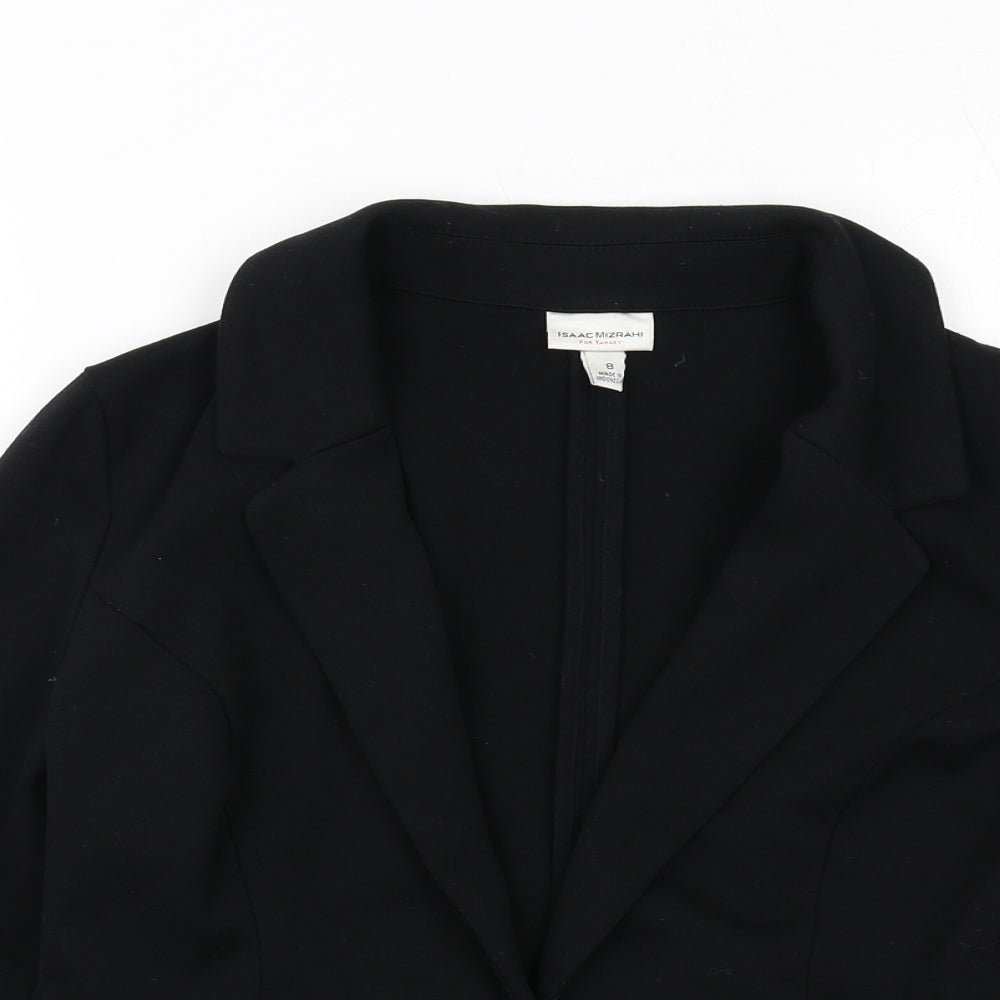 Isaac Mizrahi Womens Black Polyester Jacket Blazer Size 8
