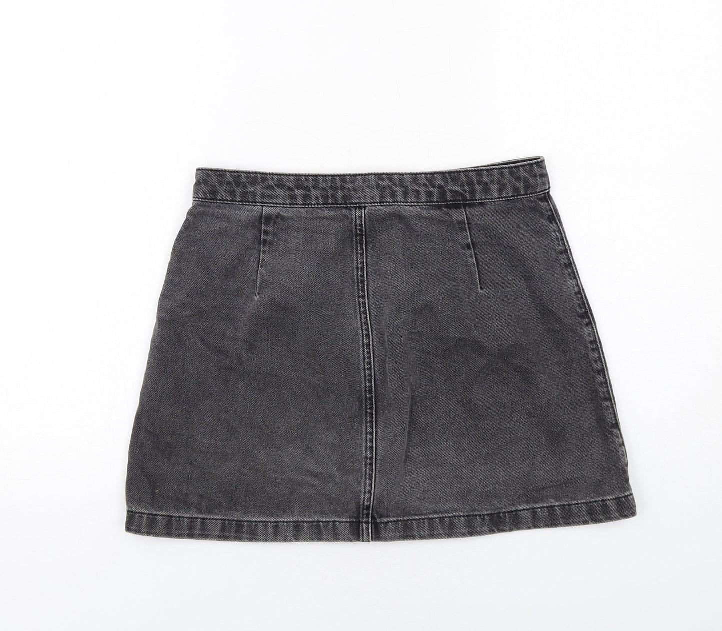 Topshop Womens Grey Cotton Mini Skirt Size 10 Button