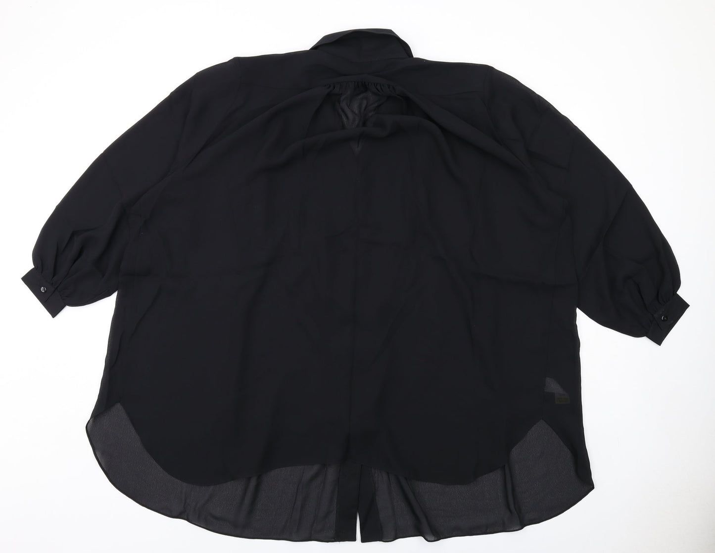 St Michael Womens Black Polyester Basic Button-Up Size 12 Collared