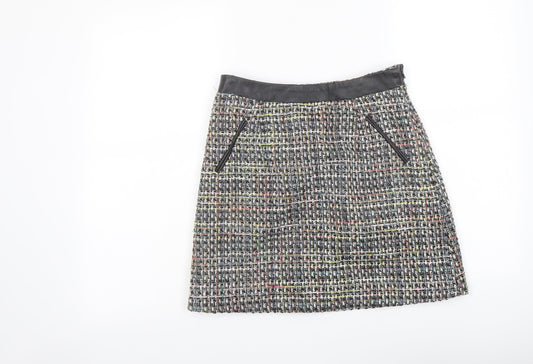Warehouse Womens Multicoloured Geometric Polyester A-Line Skirt Size 8 Zip