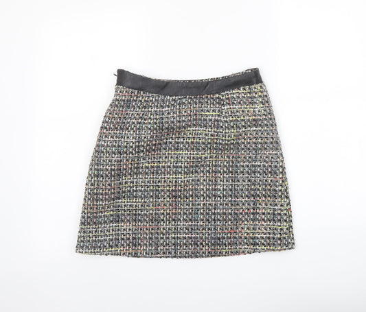 Warehouse Womens Multicoloured Geometric Polyester A-Line Skirt Size 8 Zip