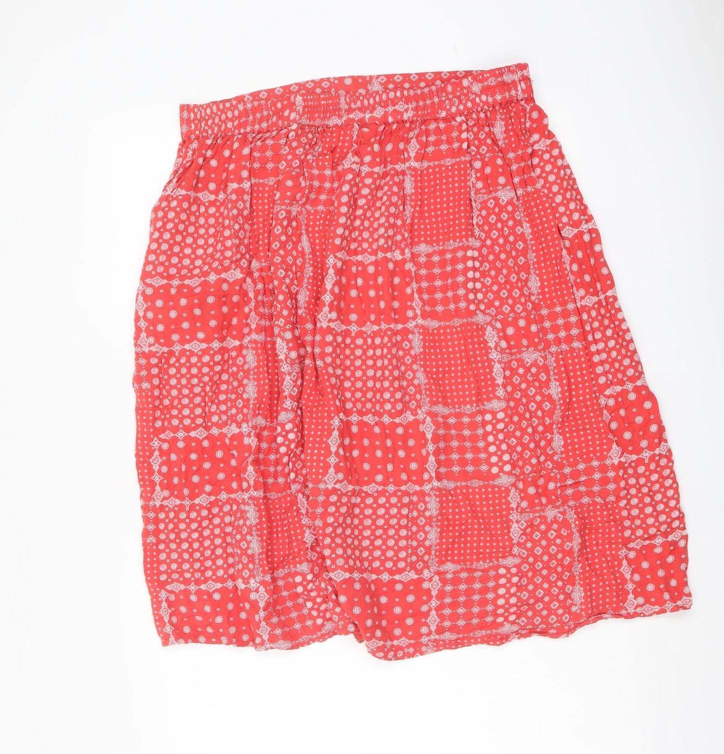 Cotton Traders Womens Red Geometric Viscose Peasant Skirt Size 16