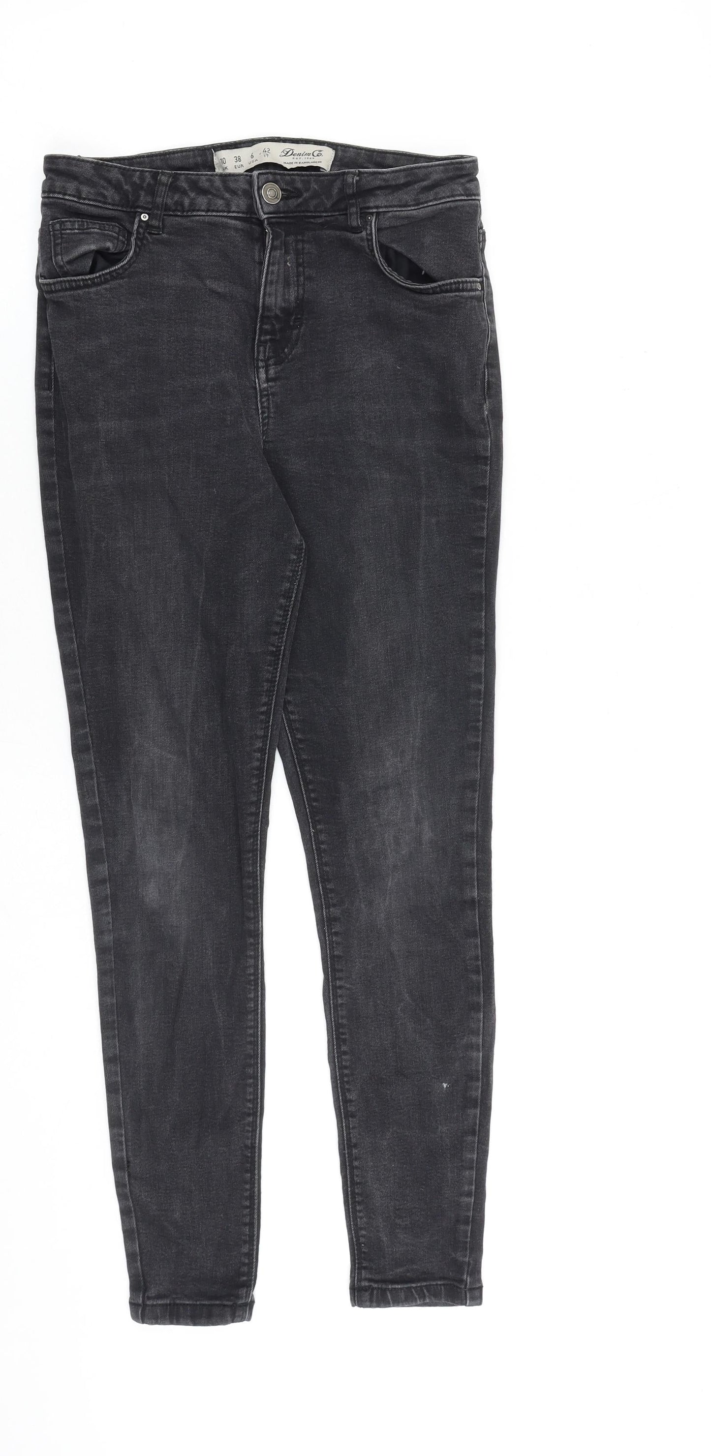 Denim & Co. Womens Grey Cotton Skinny Jeans Size 10 L26 in Regular Zip