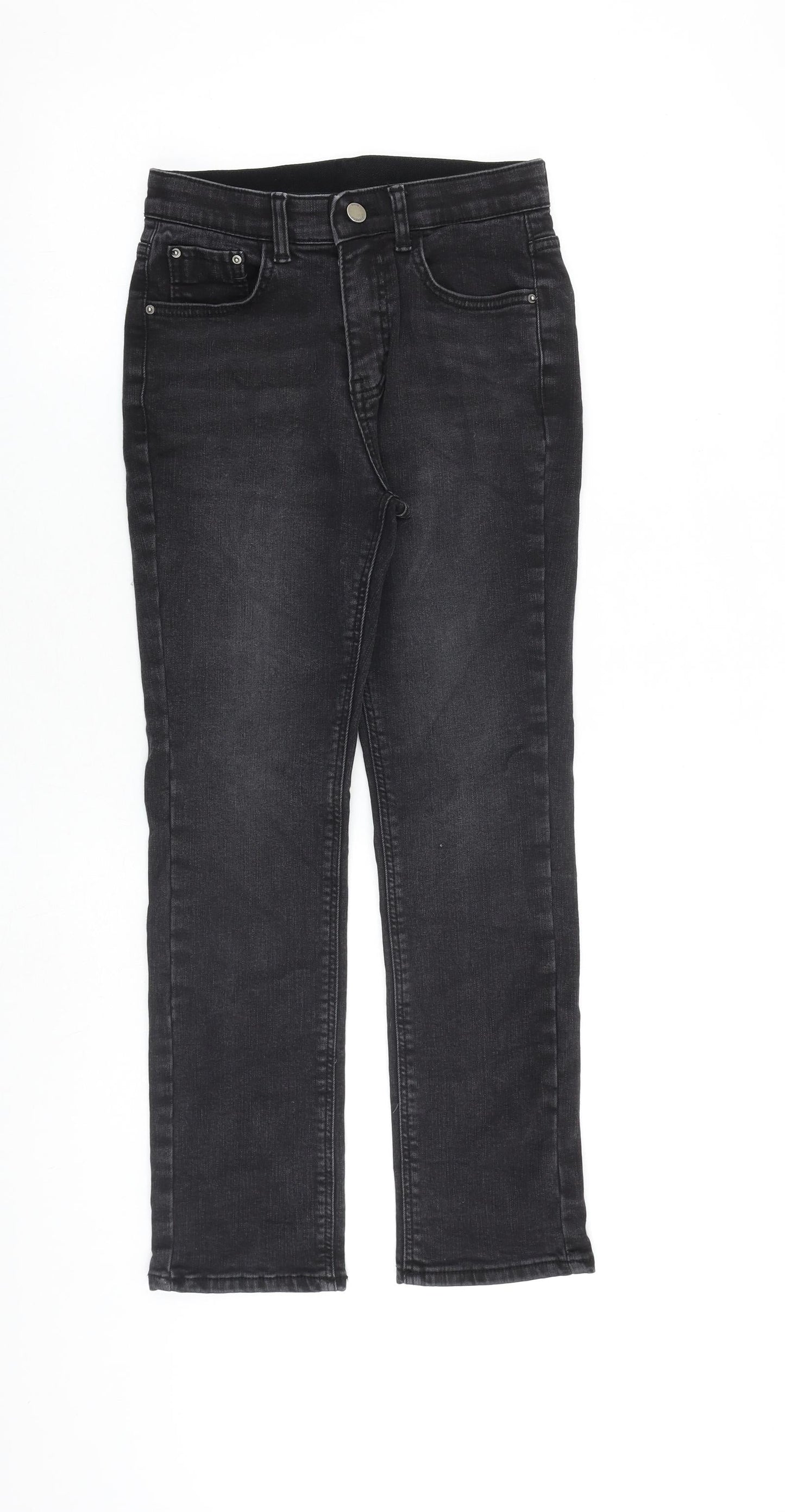 Chichera Womens Grey Cotton Straight Jeans Size S L26 in Regular Zip