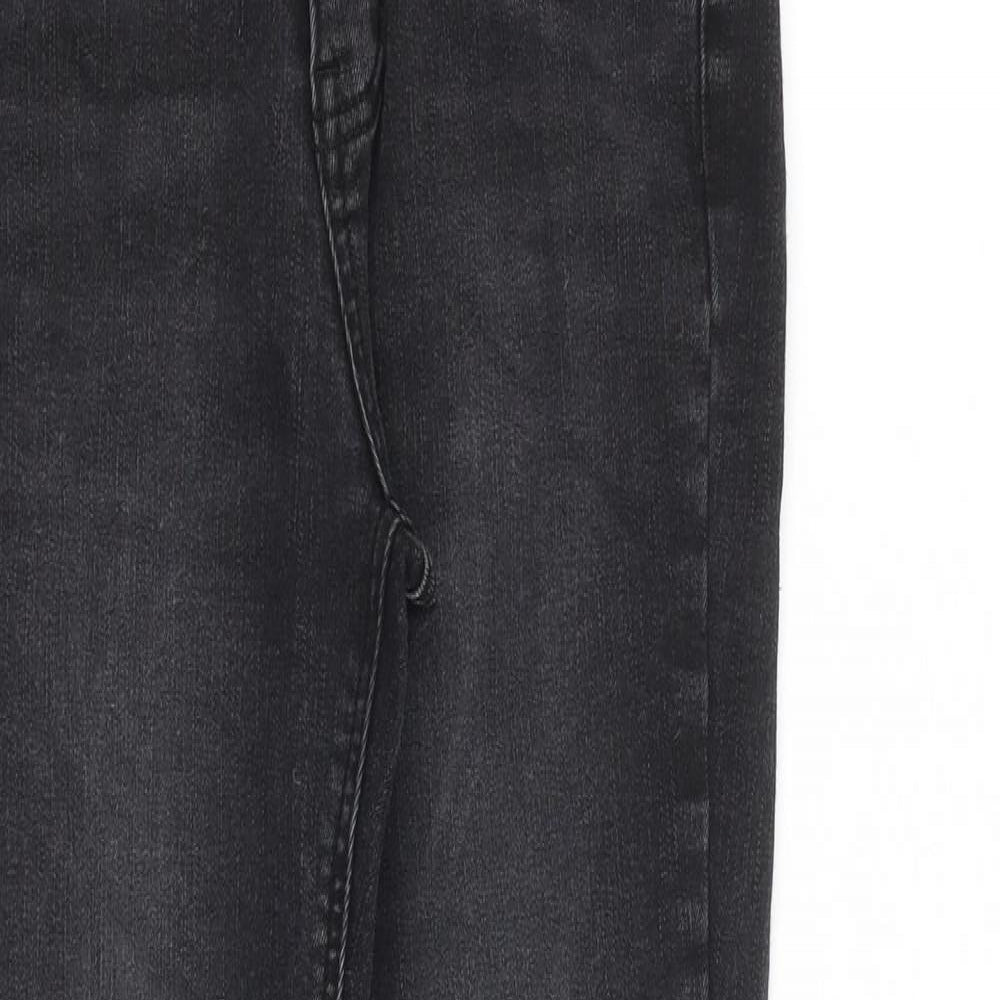 Chichera Womens Grey Cotton Straight Jeans Size S L26 in Regular Zip
