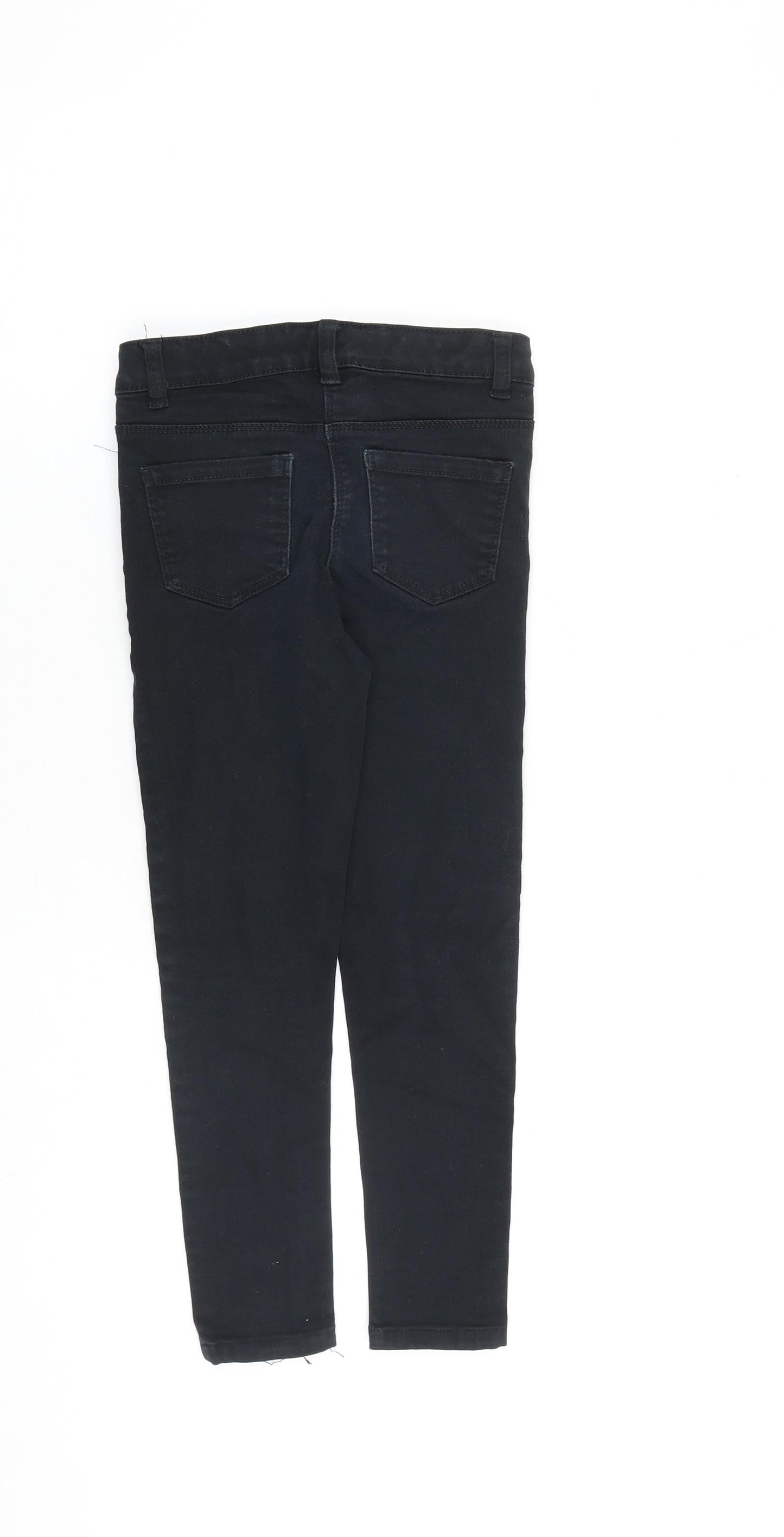 NEXT Girls Black Cotton Skinny Jeans Size 9 Years L20 in Extra-Slim Zip