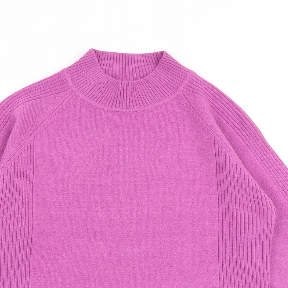 Filati Womens Pink High Neck Acrylic Pullover Jumper Size L
