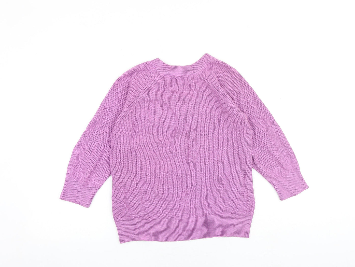 VERO MODA Womens Pink V-Neck Acrylic Pullover Jumper Size S
