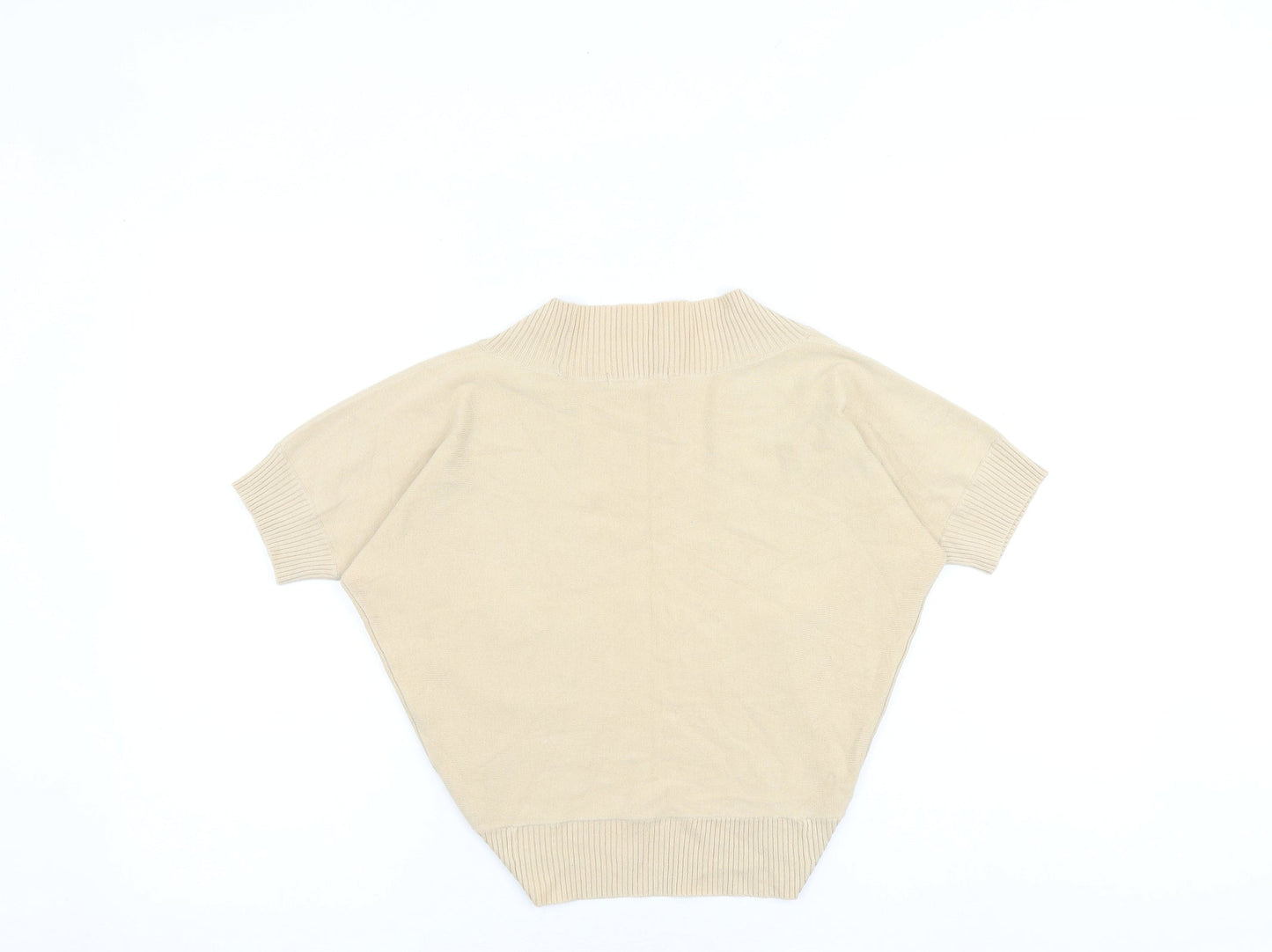 Marks and Spencer Womens Beige V-Neck Cotton Cardigan Jumper Size 8