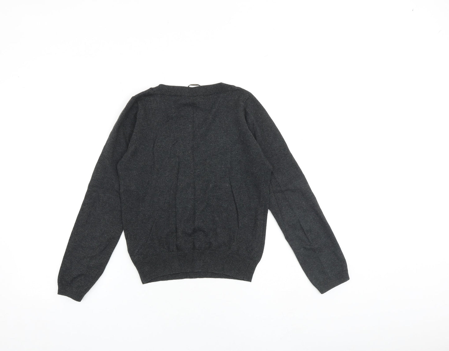 Zara Womens Grey Scoop Neck Cotton Pullover Jumper Size S
