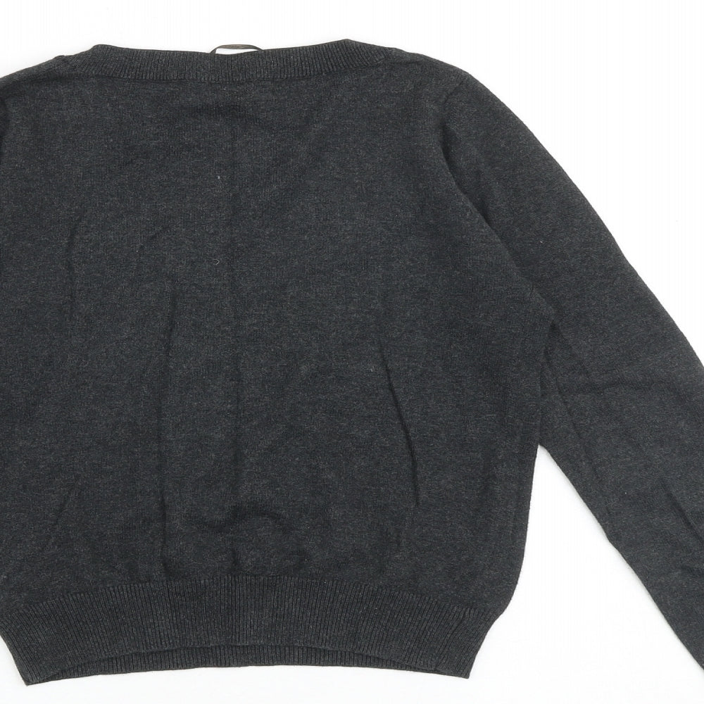 Zara Womens Grey Scoop Neck Cotton Pullover Jumper Size S