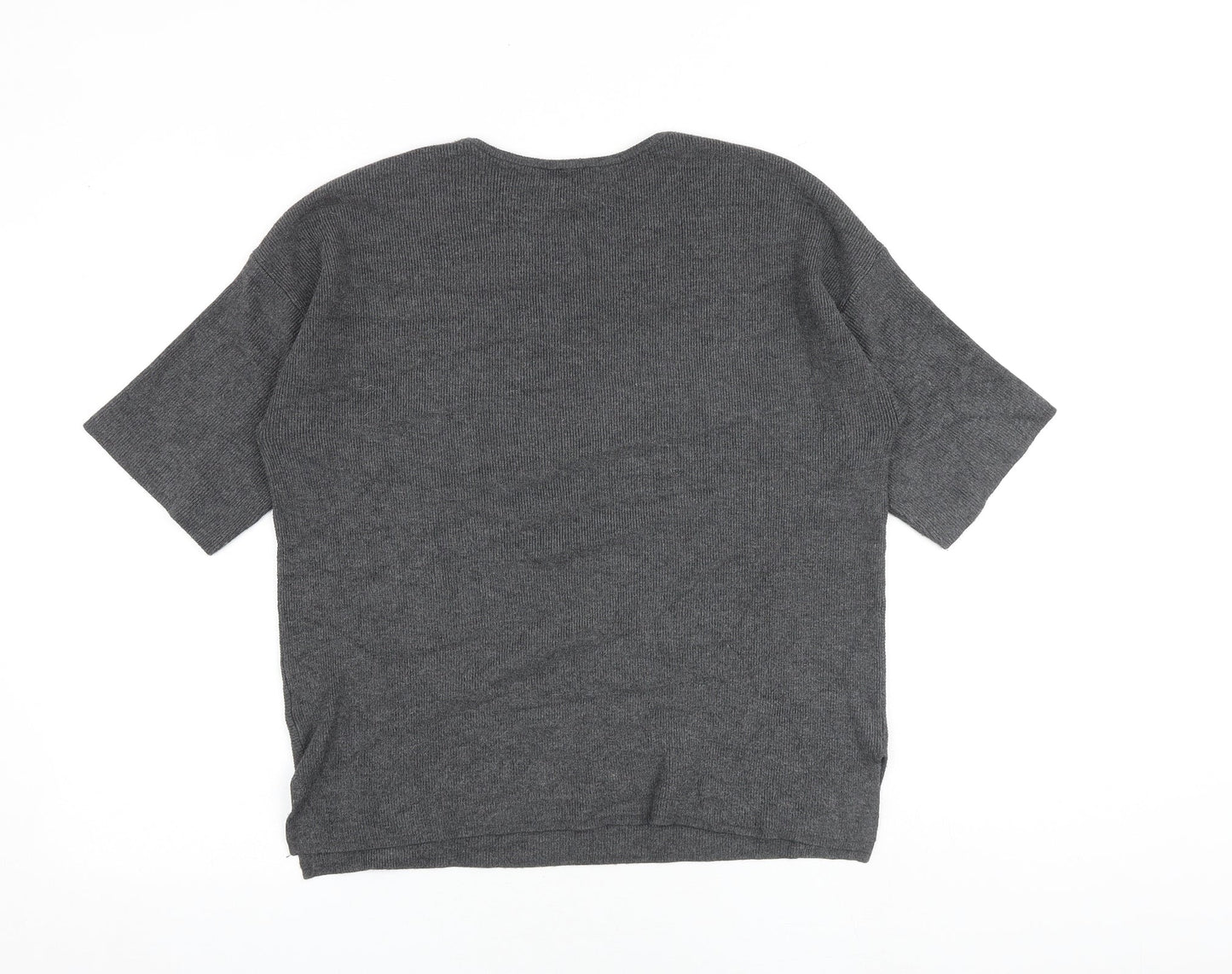 Warehouse Womens Grey Round Neck Viscose Pullover Jumper Size 8