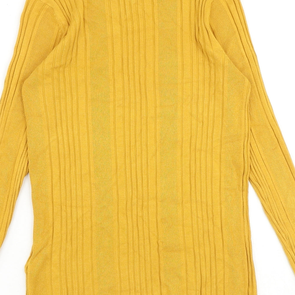 Marks and Spencer Womens Yellow Boat Neck Viscose Pullover Jumper Size 12