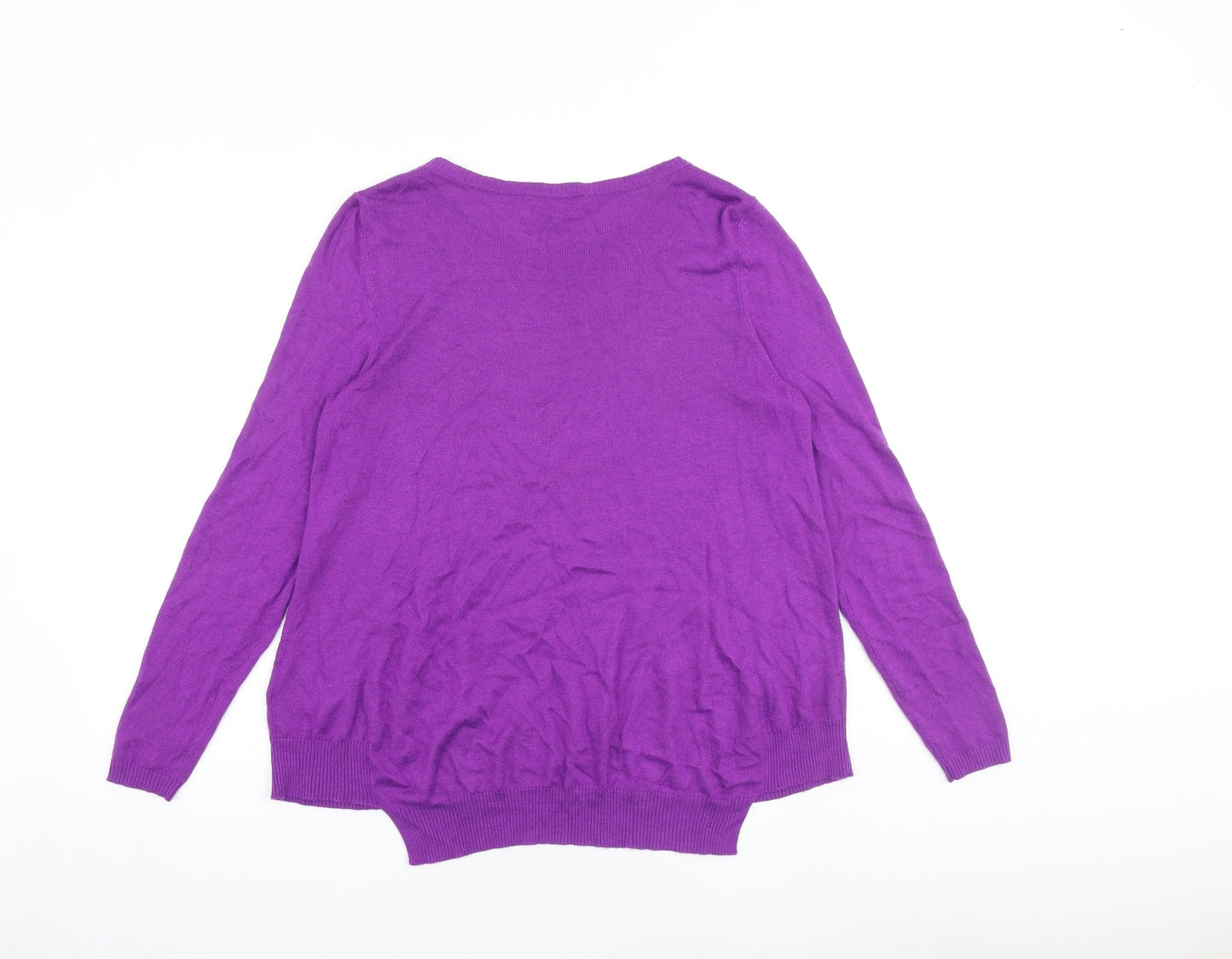 Phase Eight Womens Purple Round Neck Viscose Pullover Jumper Size 12