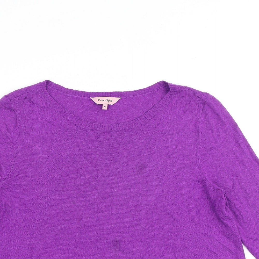 Phase Eight Womens Purple Round Neck Viscose Pullover Jumper Size 12