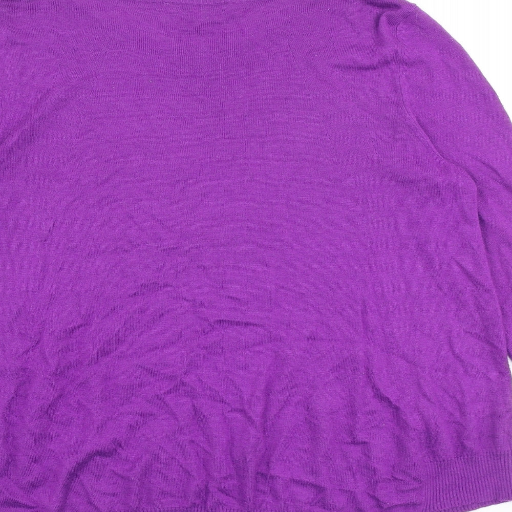 Phase Eight Womens Purple Round Neck Viscose Pullover Jumper Size 12