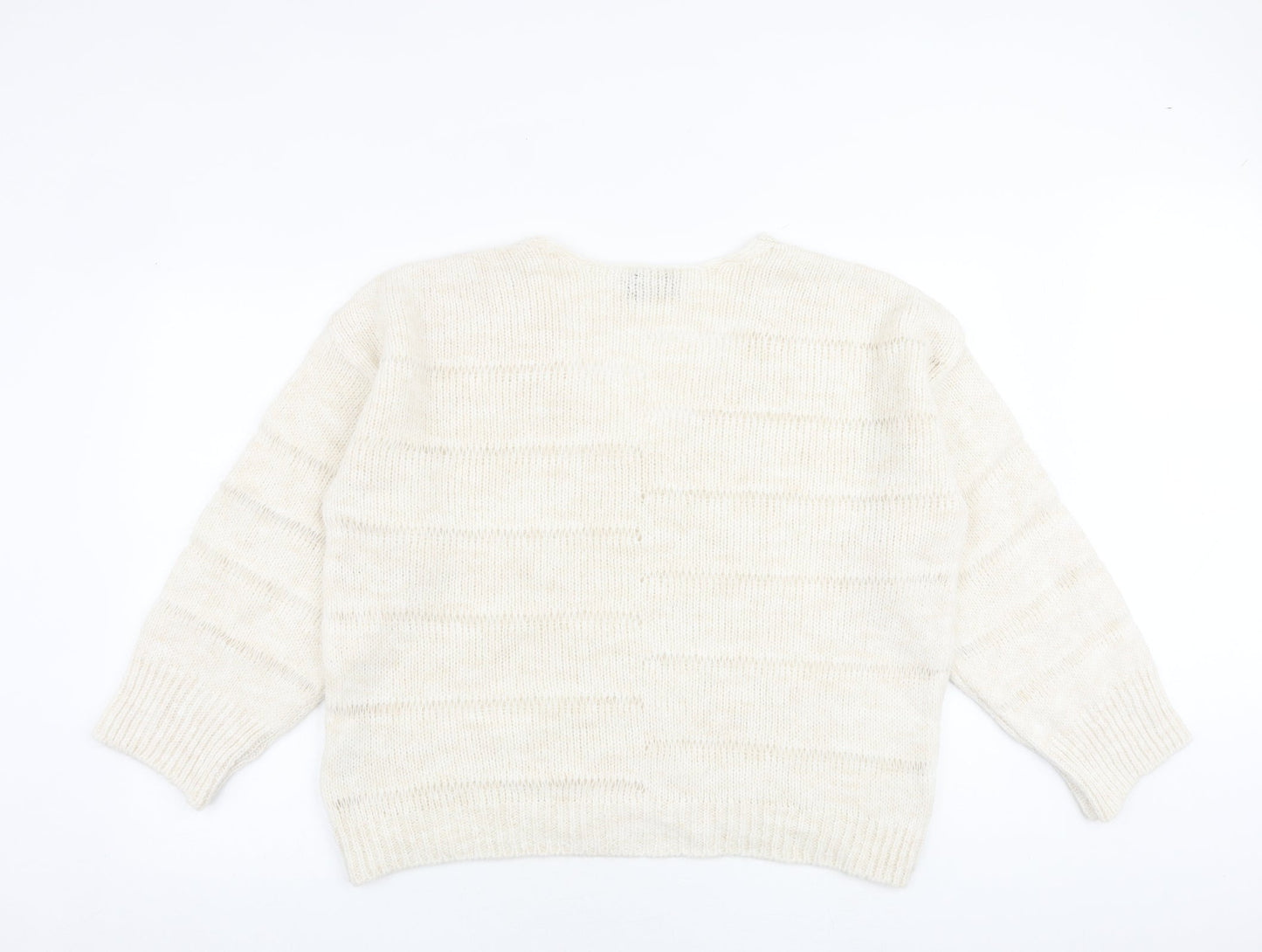 ASOS Womens Beige V-Neck Acrylic Pullover Jumper Size M