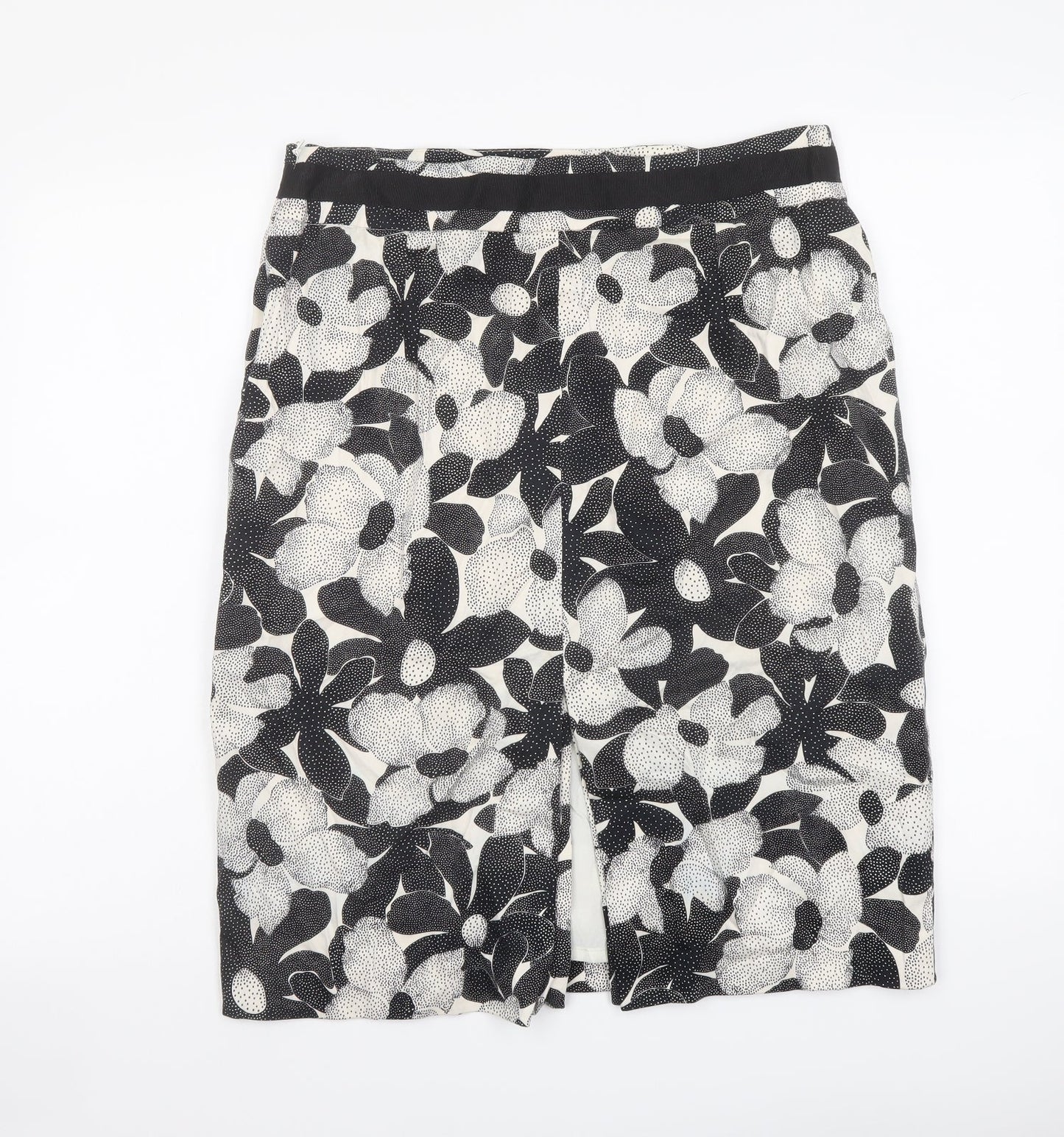 Coast Womens Black Floral Cotton Bandage Skirt Size 14 Zip