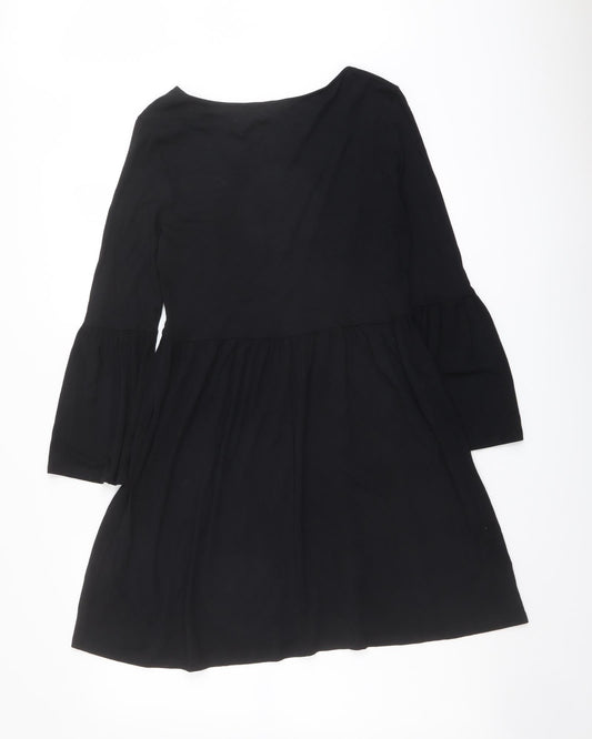 ASOS Womens Black Viscose A-Line Size 10 Round Neck Pullover
