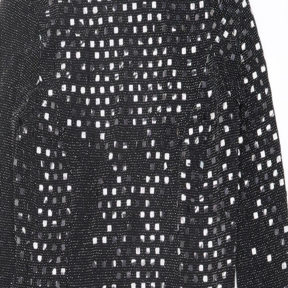 River Island Womens Black Geometric Nylon Shift Size 10 Mock Neck Button - Open Back