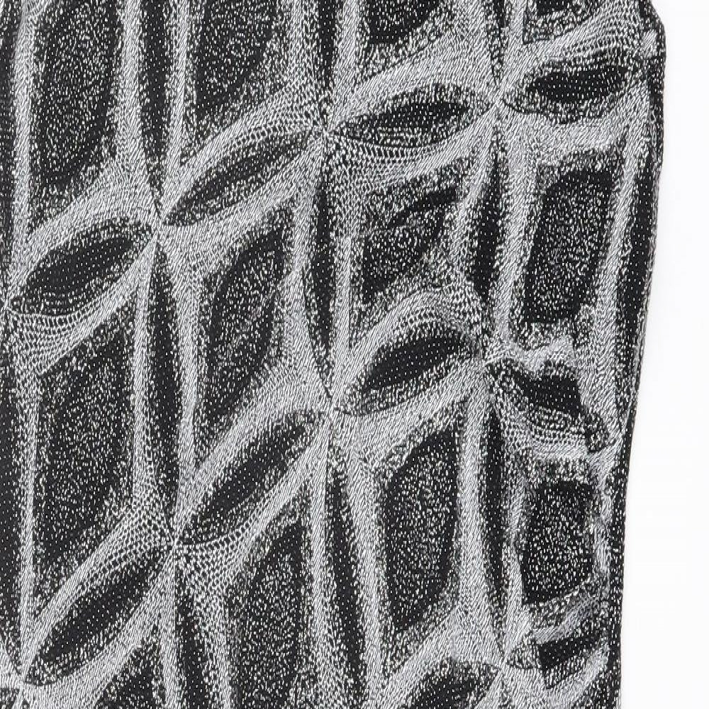 Roman Womens Black Geometric Nylon Shift Size 14 Boat Neck Pullover