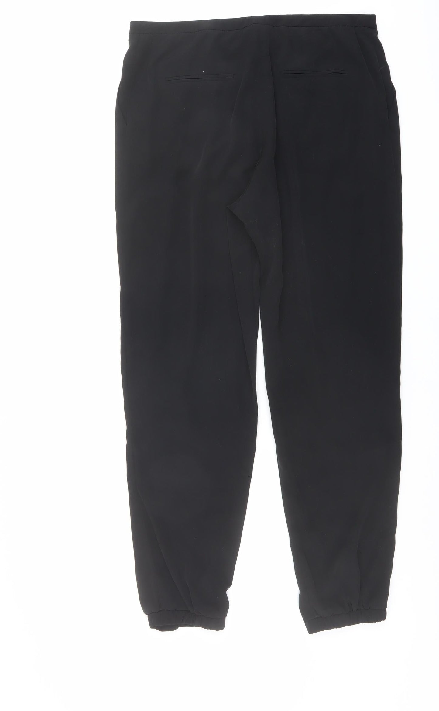 ASOS Womens Black Polyester Trousers Size 10 L26 in Regular Button