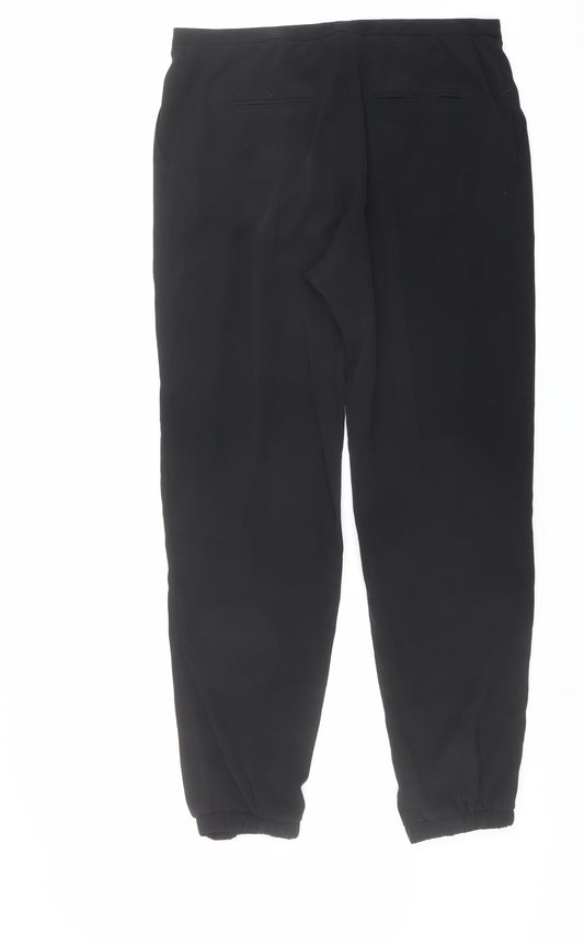 ASOS Womens Black Polyester Trousers Size 10 L26 in Regular Button