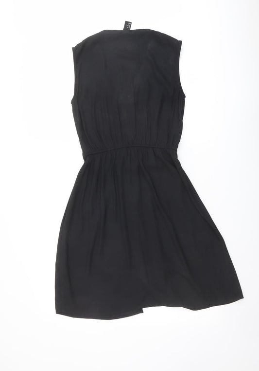 H&M Womens Black Polyester Fit & Flare Size 6 Scoop Neck Zip