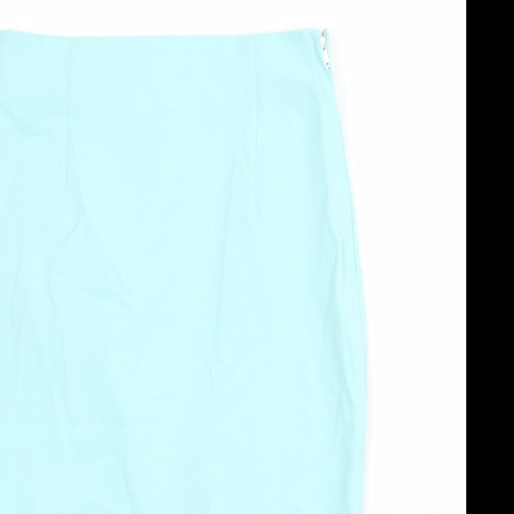 Zara Womens Blue Polyester Bandage Skirt Size S Zip
