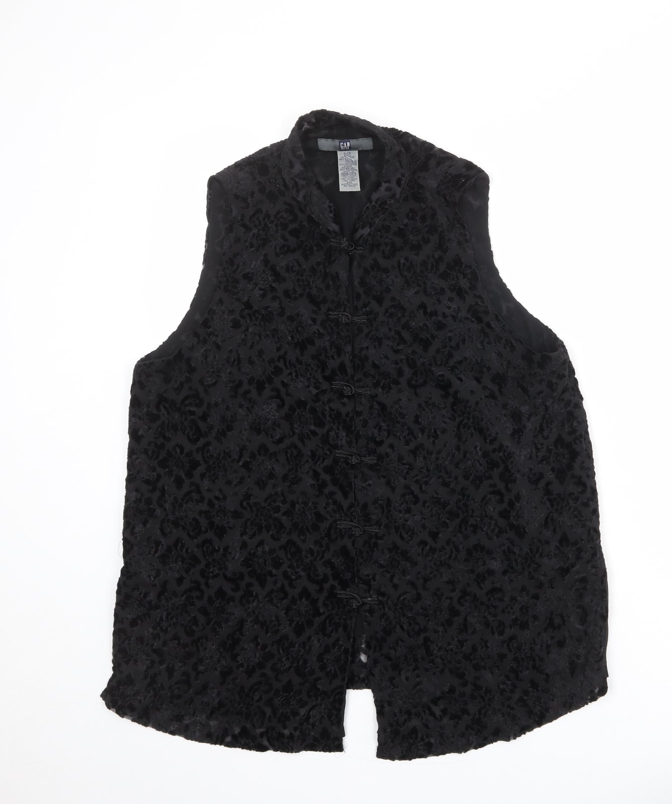 Gap Womens Black Polyester Basic Button-Up Size L Mock Neck - Textured