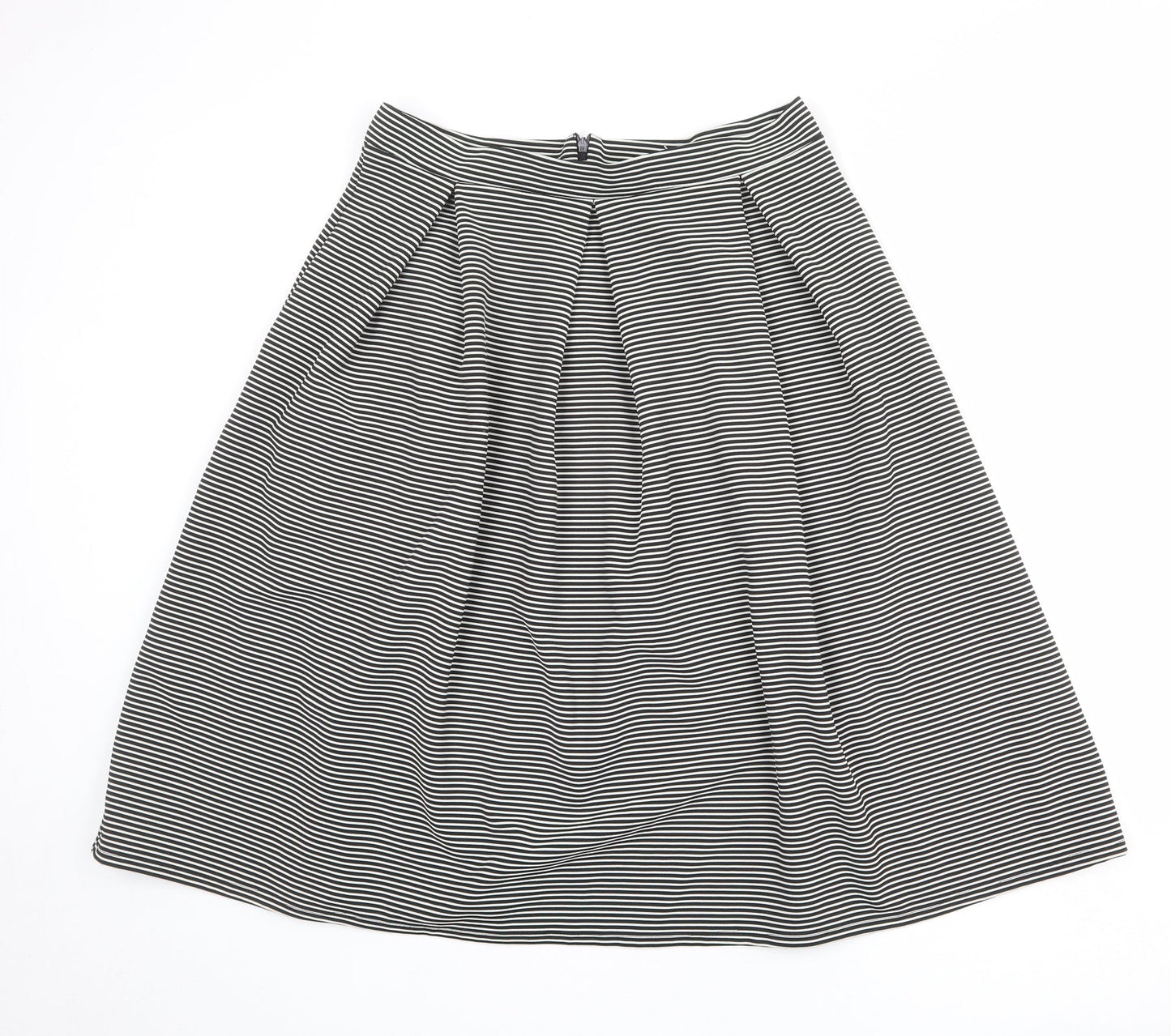 Therapy Womens Black Striped Polyester A-Line Skirt Size 14 Zip
