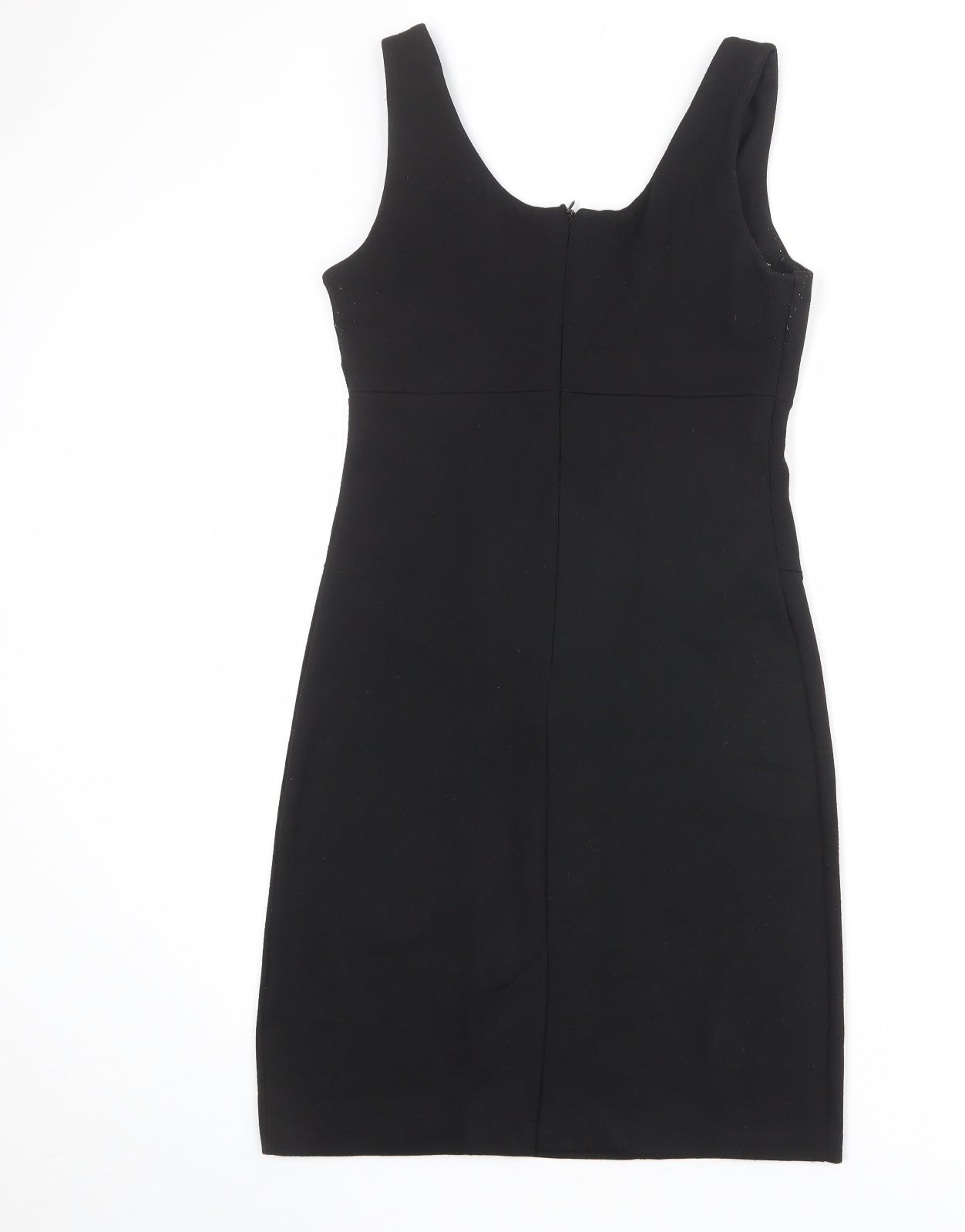 Wallis Womens Black Polyester Tank Dress Size 8 Scoop Neck Zip - Embellished Neckline